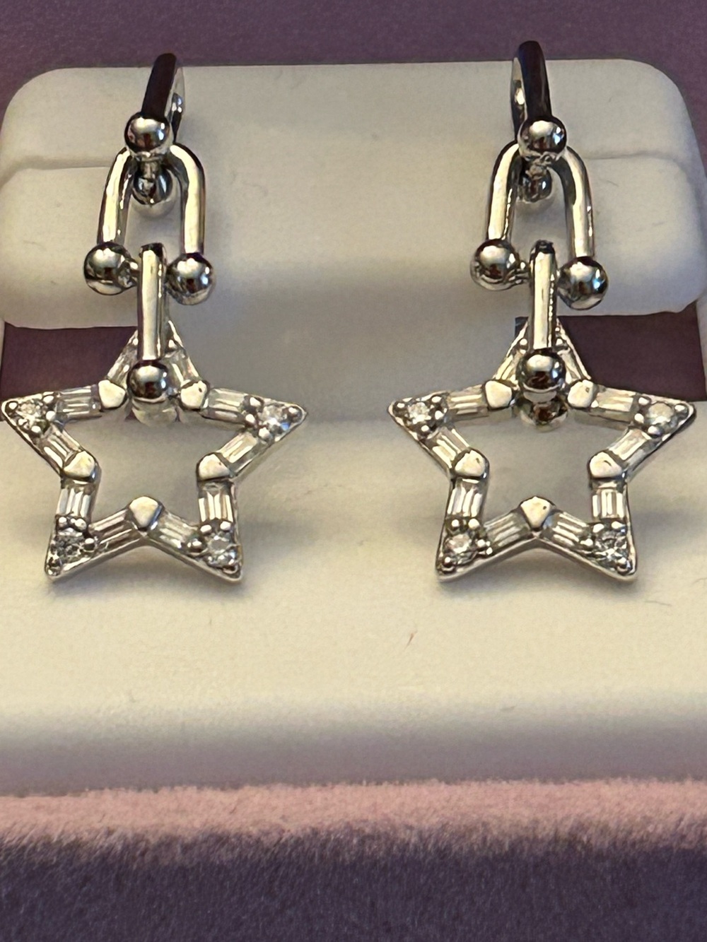 2.00CTW Moissanite 925 Sterling Silver Star ⭐️ Dangle Drop Push Back Earrings - Picture 8 of 11